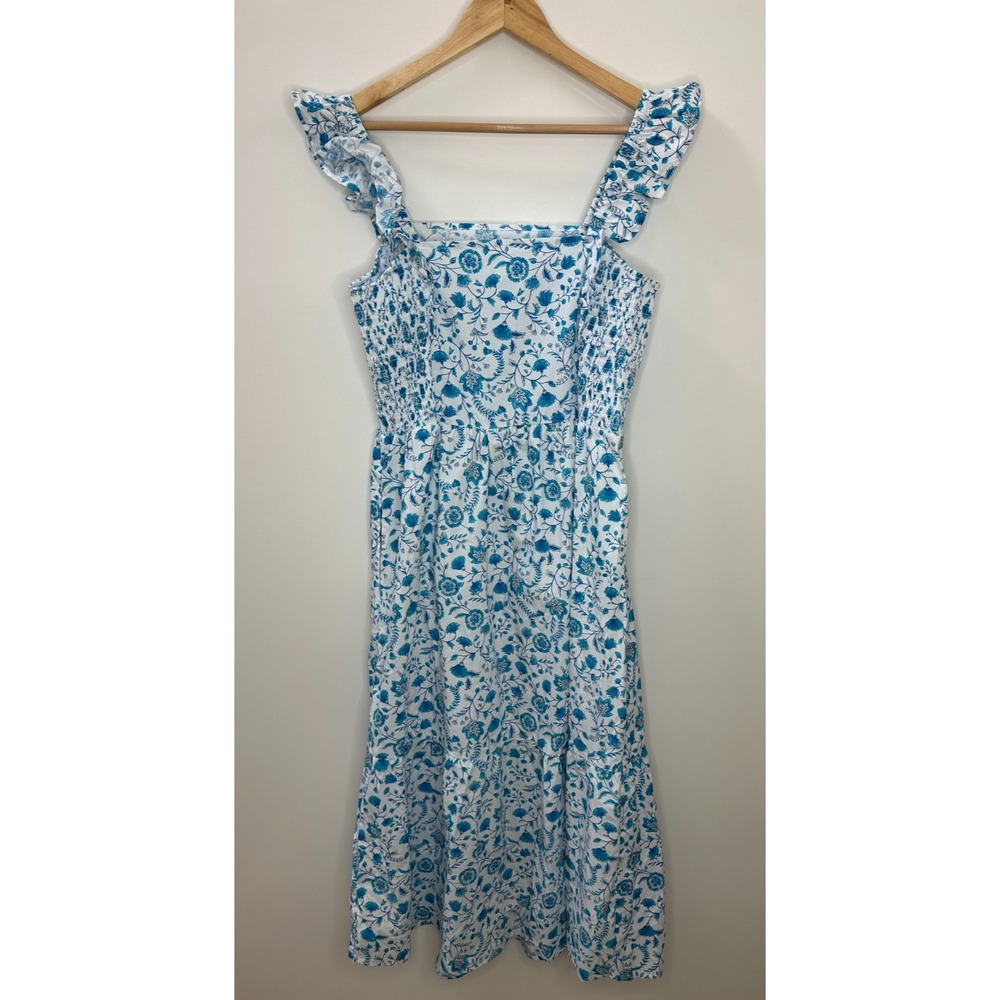 Draper James Paisley Flutter Strap Smocked Midi Dress Large Wedding Coquette - Picture 12 of 16
